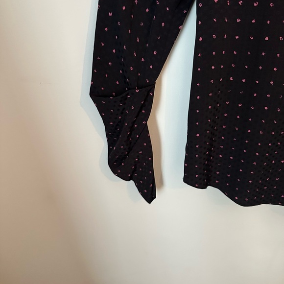 Club Monaco Black Blouse with Pink Dots - Small - Picture 3 of 6